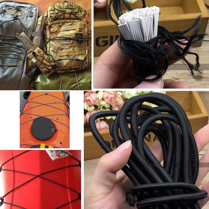 Huouo 1/8" x 10' Bungee Shock Cord - Elastic Nylon Cords Kayak Stretch String Rope & Tie Down Trailer Strap, Marine Grade - Image 2